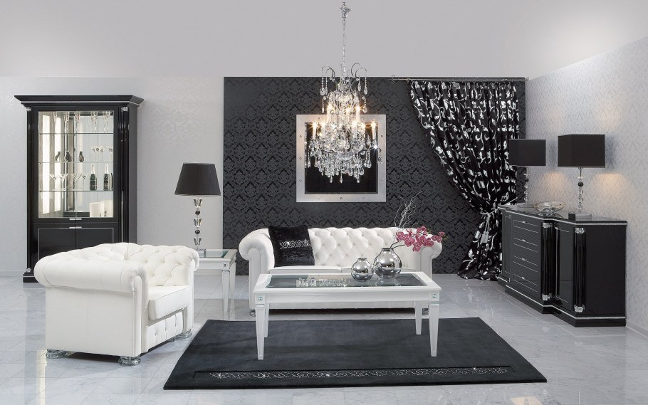 Белая мебель с черной фурнитурой