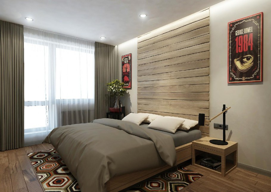Ламинат в спальне на стене за кроватью подростков