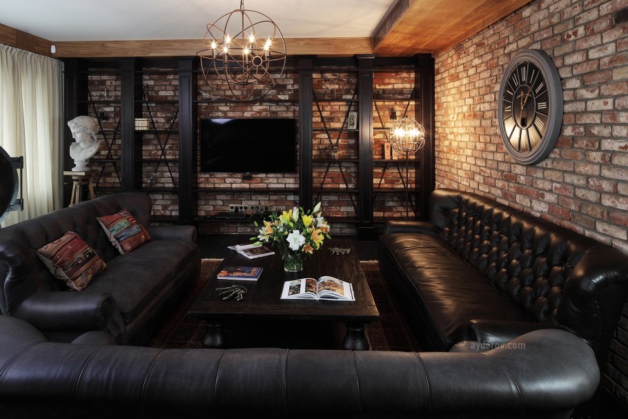 Гостиная в стиле лофт