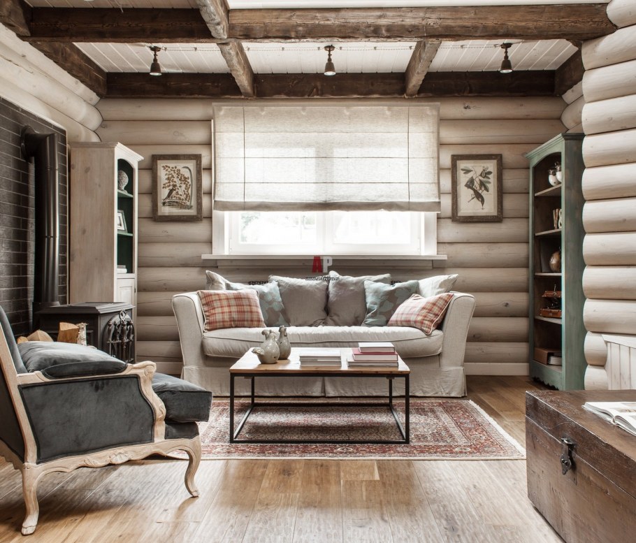 Интерьер сруба в современном стиле