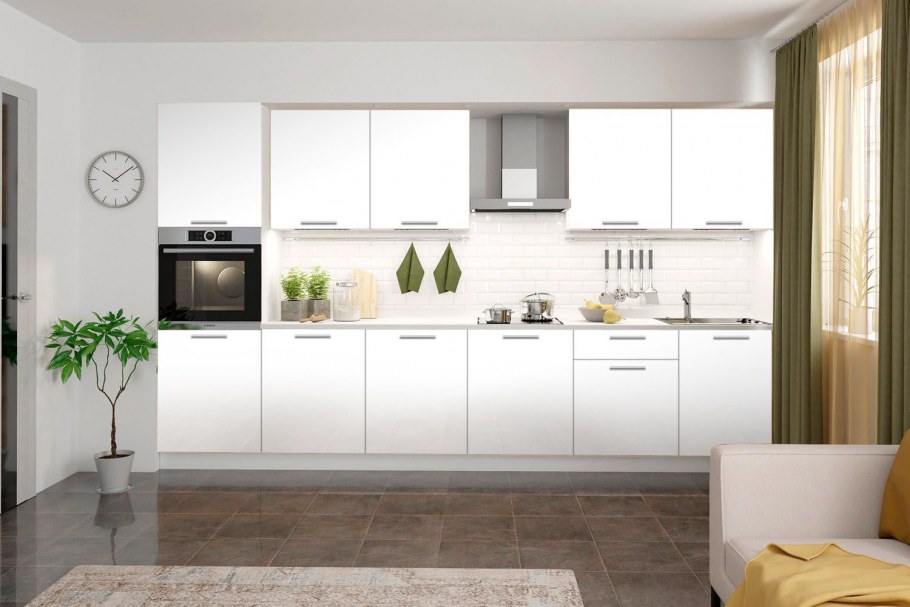 Кухня белый глянец ручки профиль gola