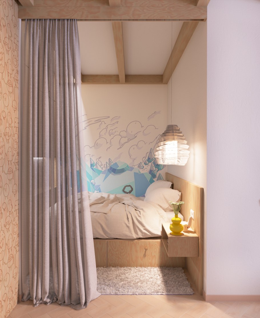 Кровать в нише в однокомнатной квартире