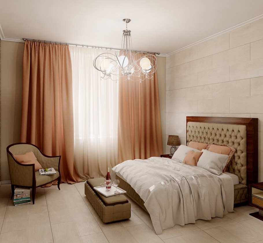 Спальня в бежевых оттенках