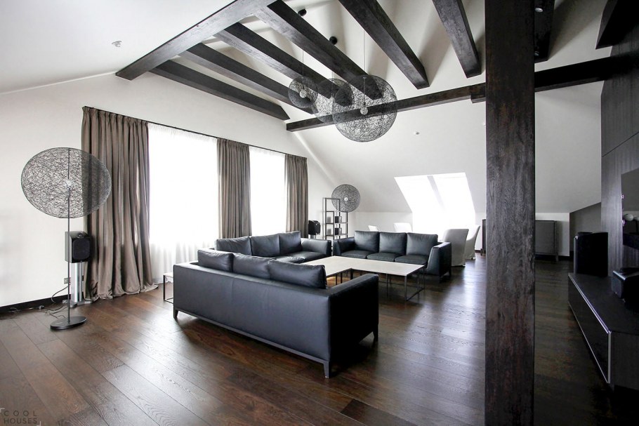 Чёрный потолок в интерьере