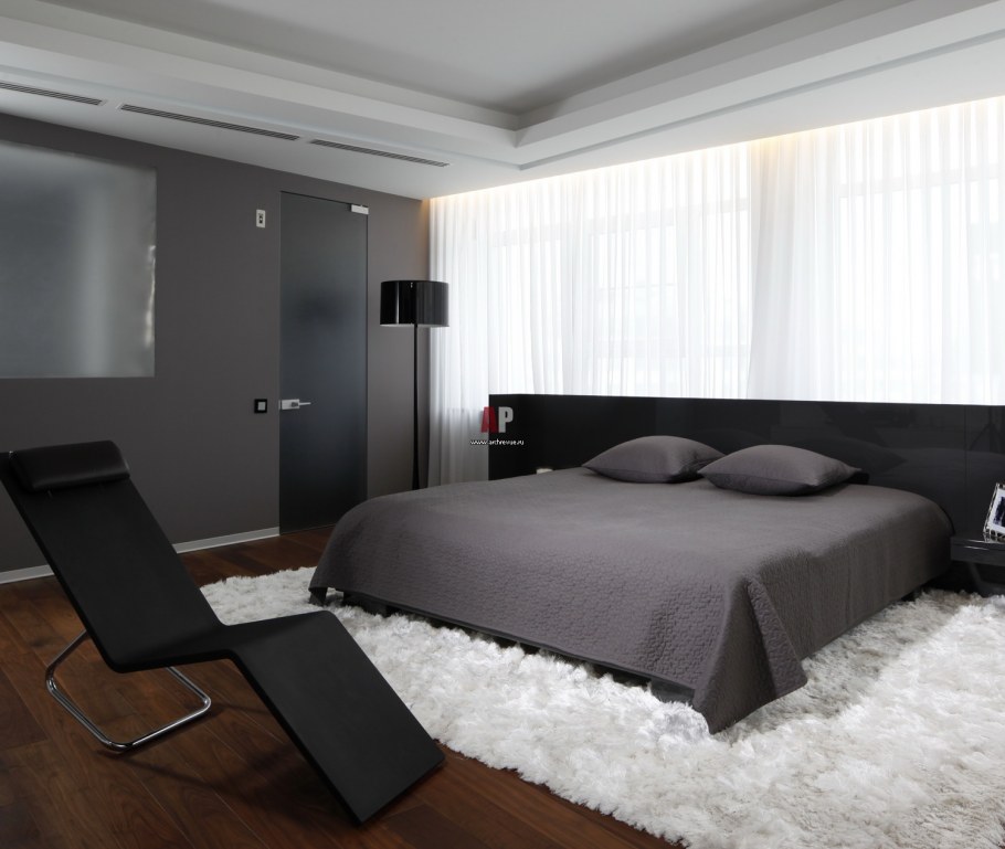 Спальня в стиле хайтек в серых тонах