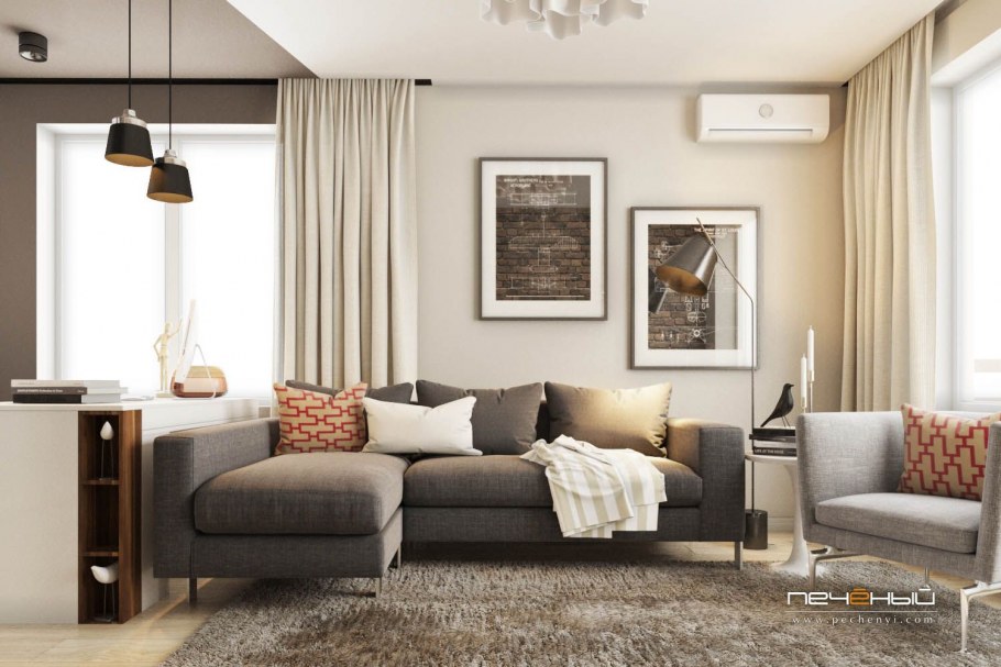 Интерьер кухни в стиле Фьюжн в белом с акцентами