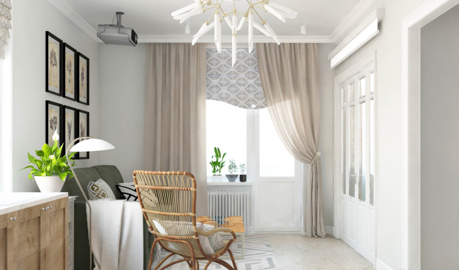 Шторы на кухню в скандинавском стиле