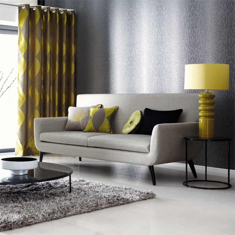 Серые шторы в интерьере