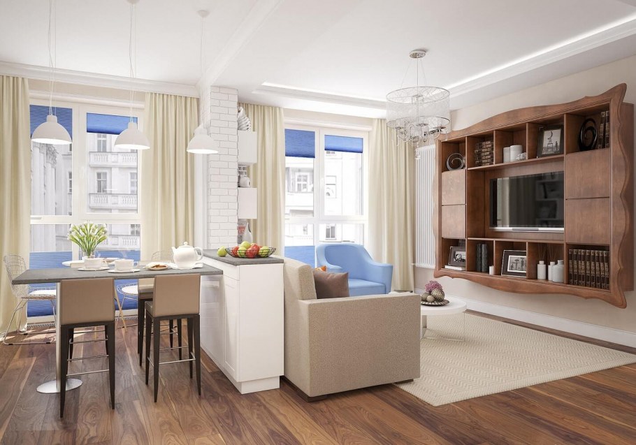 Кухня в студии 30 кв.м