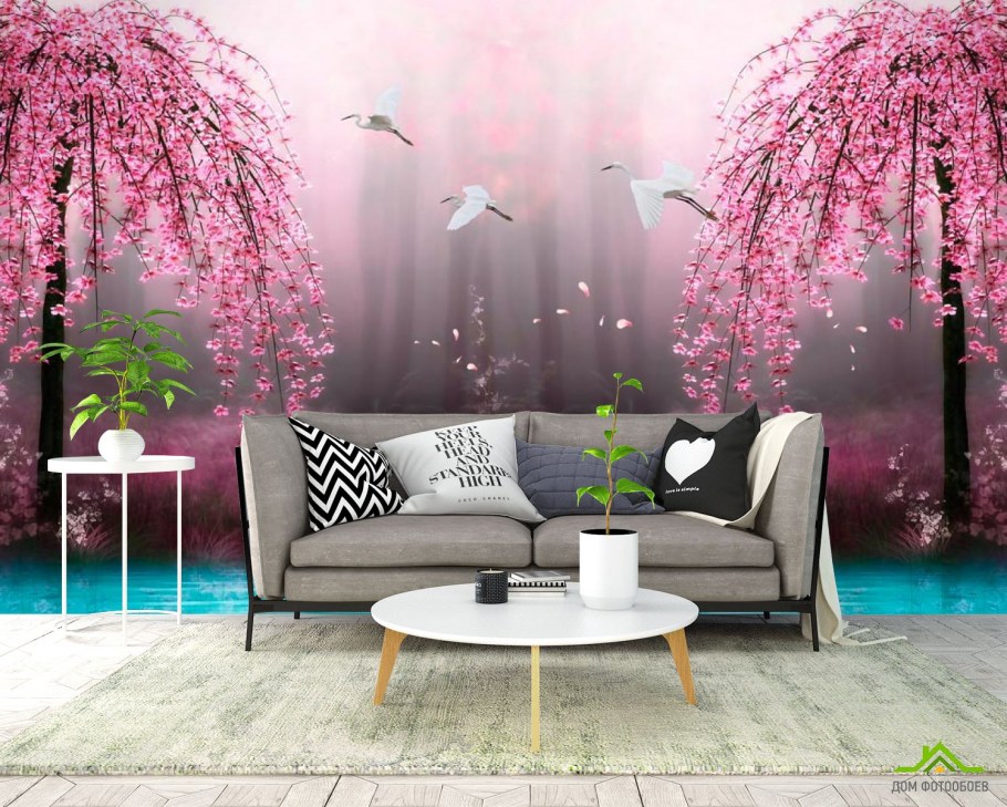 Фотообои Сакура в интерьере