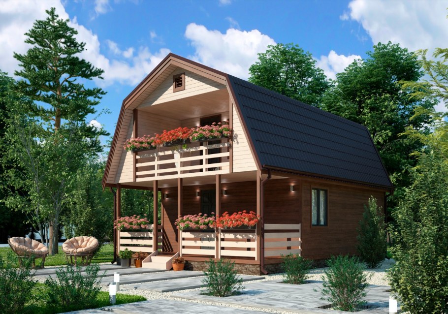 Беседка с домиком под одной крышей