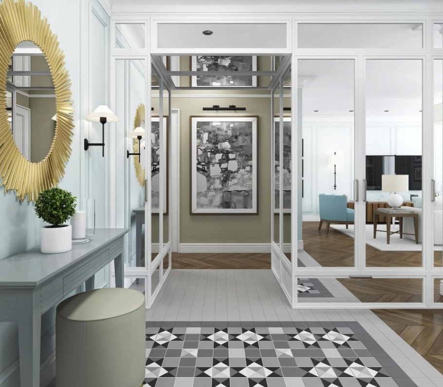 Кухня гостиная светлая Контемпорари