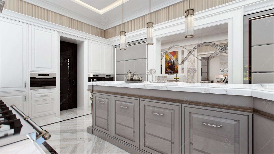 Кухня арт деко в светлых тонах