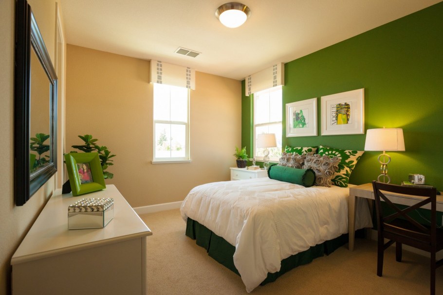 Зеленые стены в интерьере