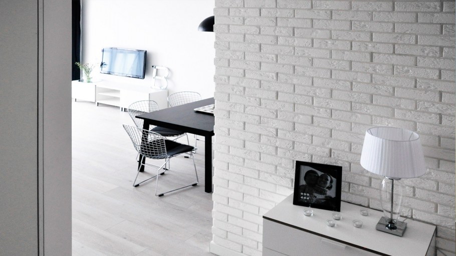 Белый кирпич в интерьере