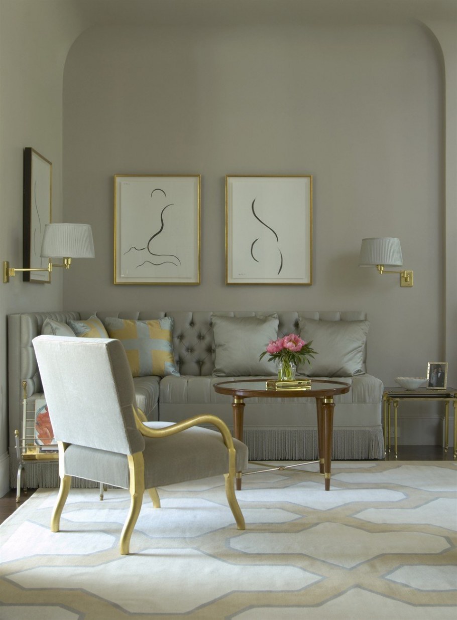 Сочетание золотого и серого цвета в интерьере