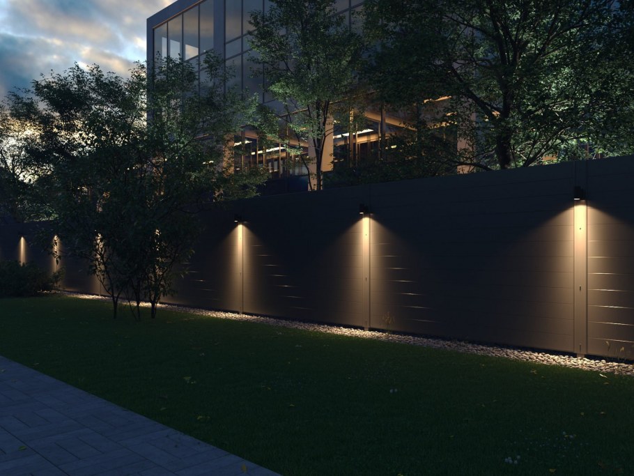 Подсветка современного забора