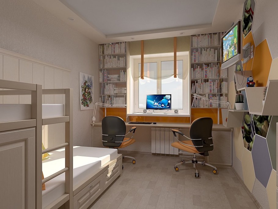 Детская комната для двоих школьников