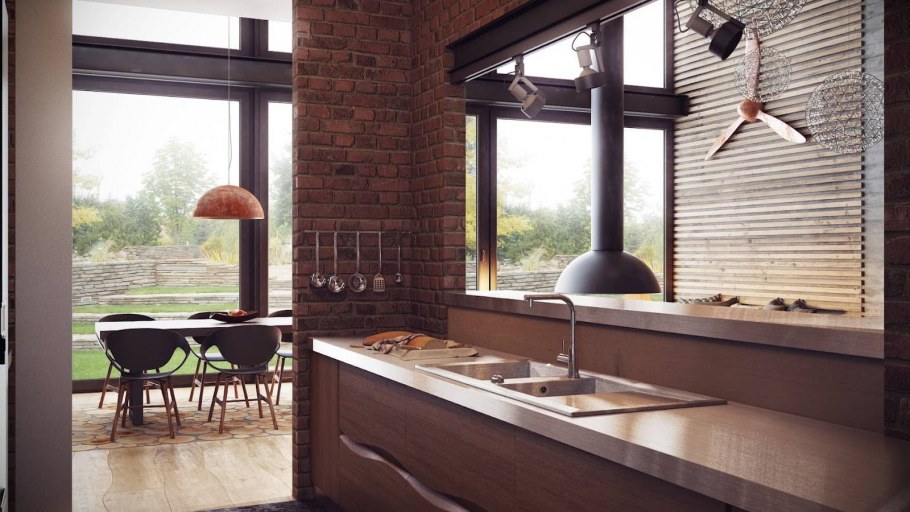 Деревянный потолок в стиле лофт