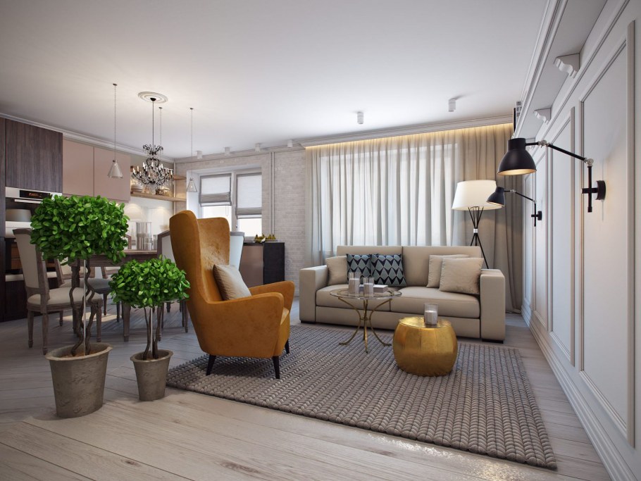 Гостиная 80 квадратных метров