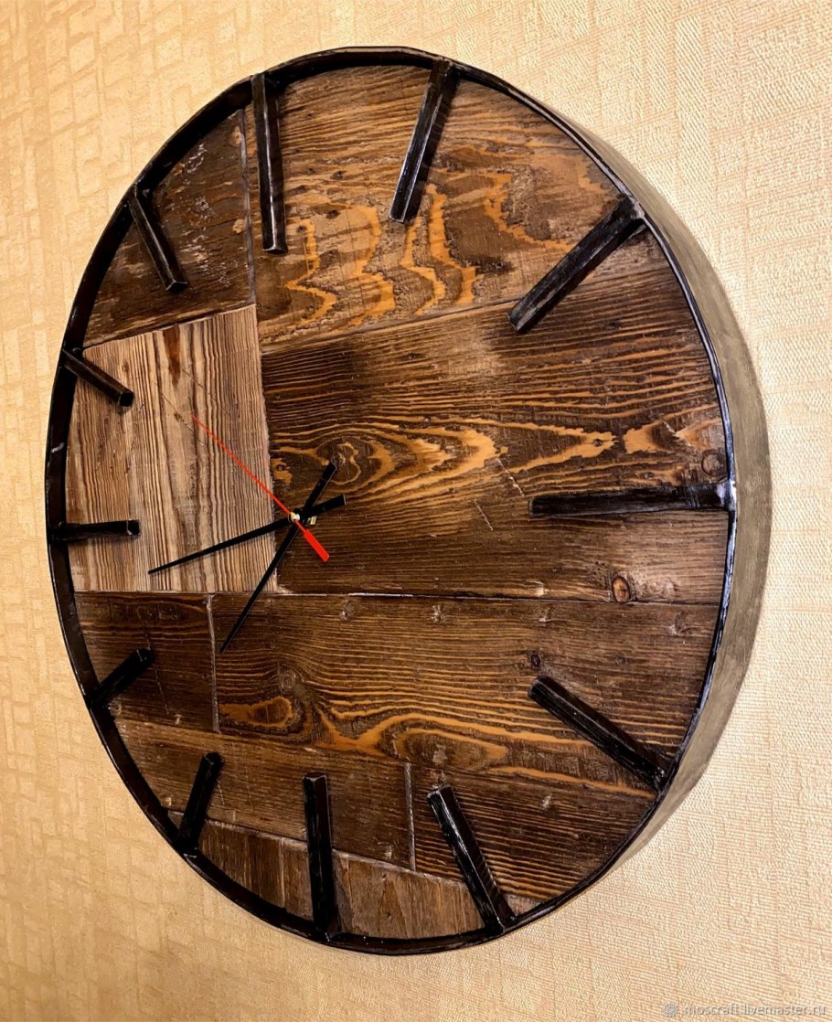 Настенные часы лофт дерево