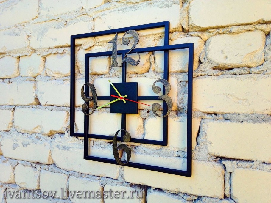 Часы прямоугольные настенные лофт