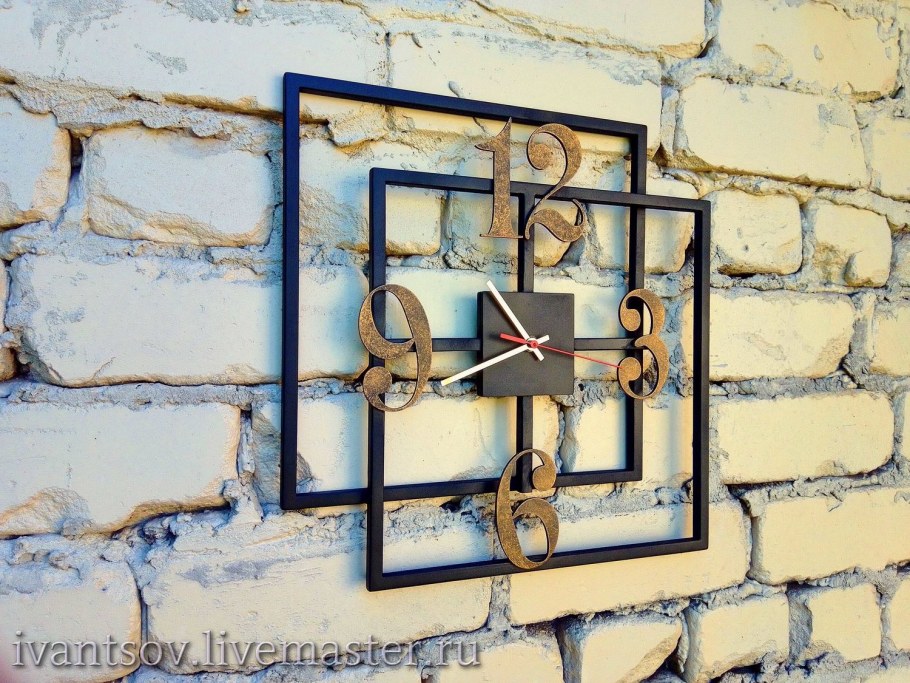 Часы настенные из металла в стиле лофт