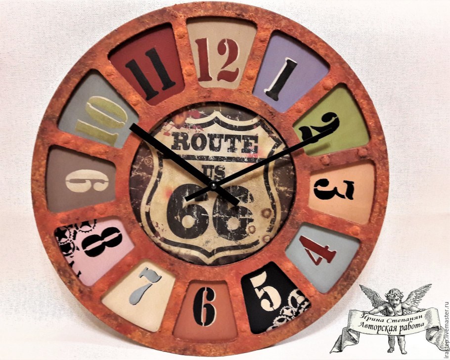 Часы декупаж лофт