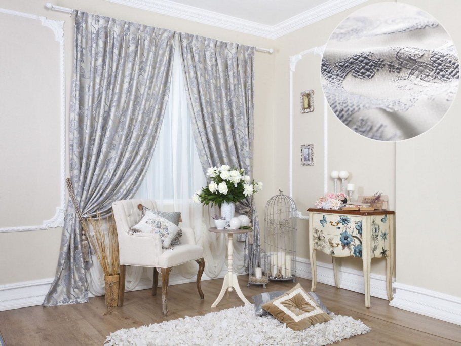 Серые атласные шторы