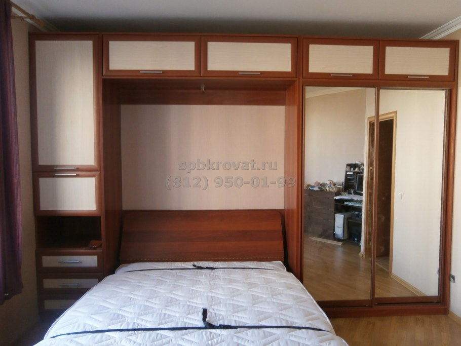 Кровать со шкафами по бокам