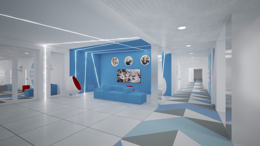 Интерьер школьной рекреации