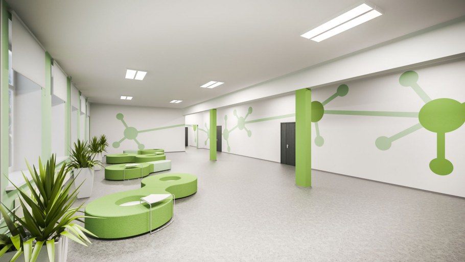 Интерьер школьного вестибюля