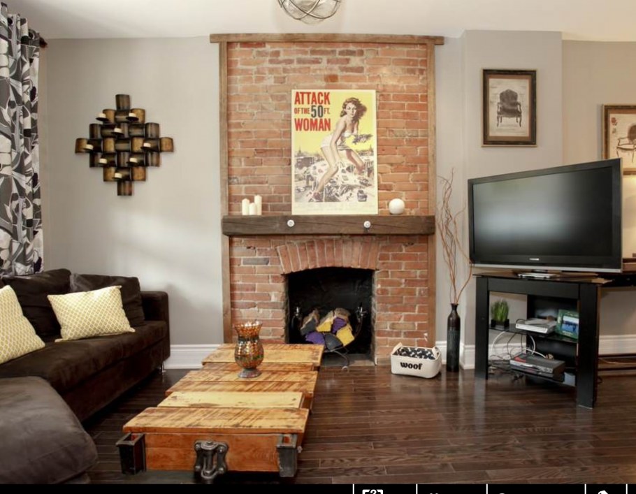 Кирпичный камин в интерьере