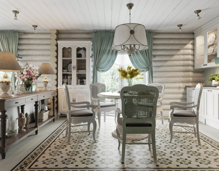 Спальня в брусовом доме в стиле Прованс