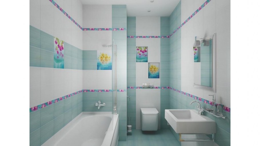 Ванна с разноцветной плиткой