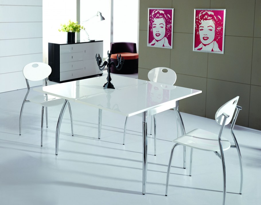 Кухонные столы белые глянцевые