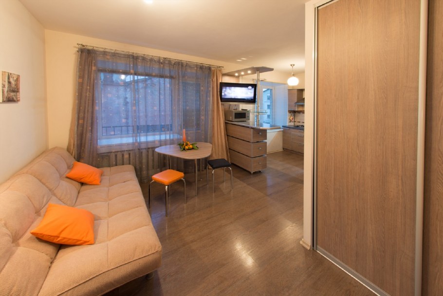 Расстановка мебели в студии 25 кв.м