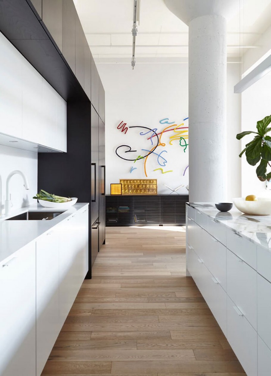 Кухня гостиная лофт в светлых тонах