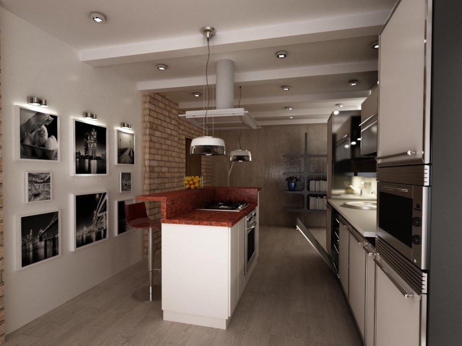 Кухня в стиле лофт в светлых тонах