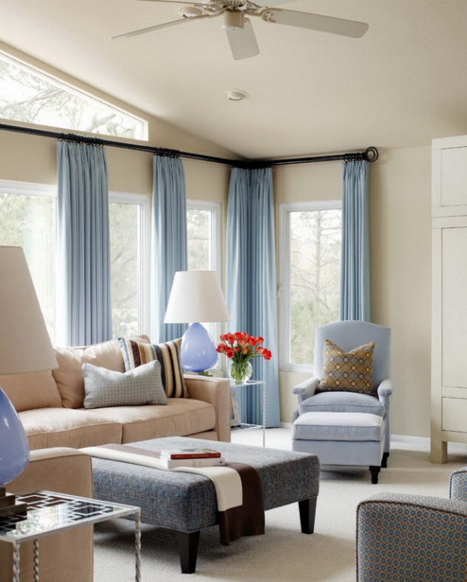 Бежево голубая гостиная