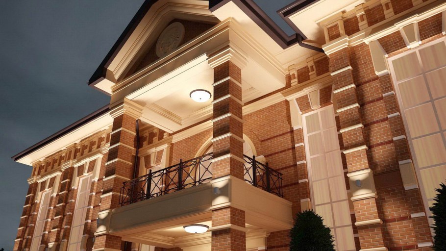 Дом с колоннами из кирпича