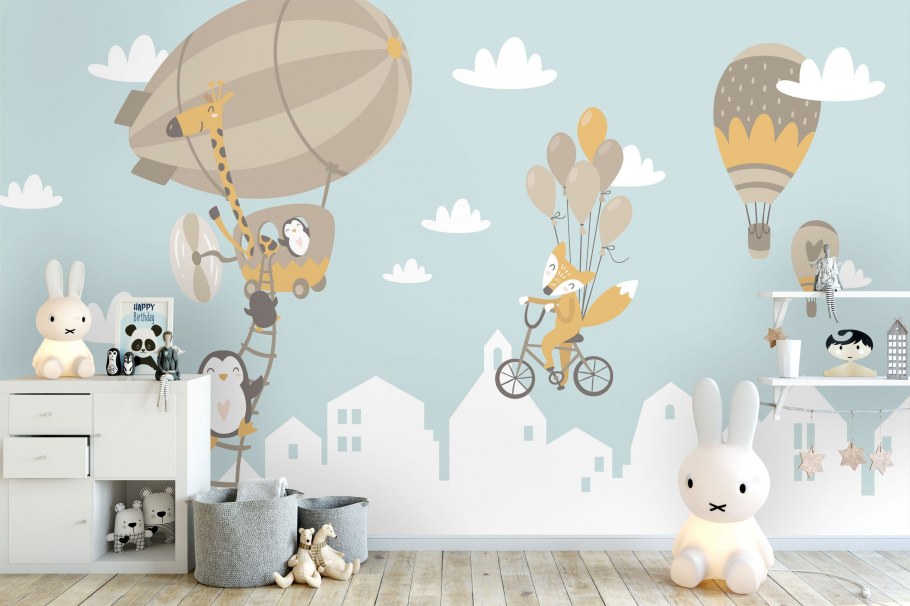 Воздушный шар на стене в детской