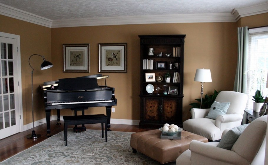 Рояль в интерьере гостиной
