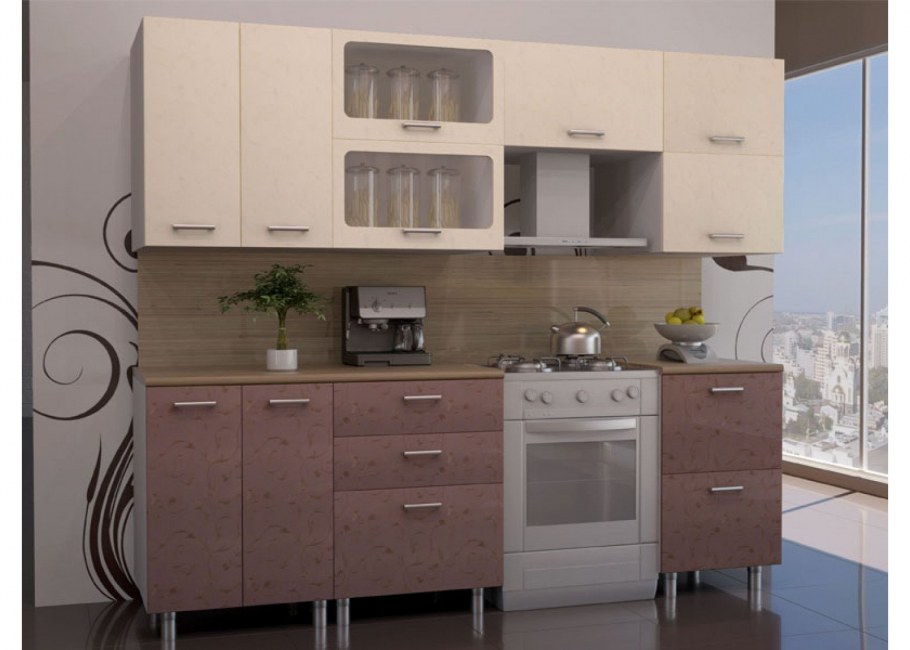 Кухонный гарнитур Лаванда Жемчужная-Лаванда бронзовая