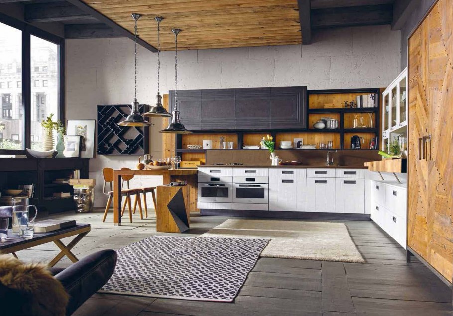 Деревянная кухня в стиле лофт