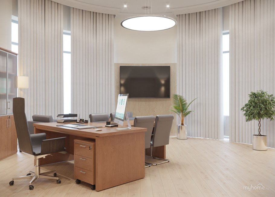 Интерьер кабинета руководителя в фисташковом цвете