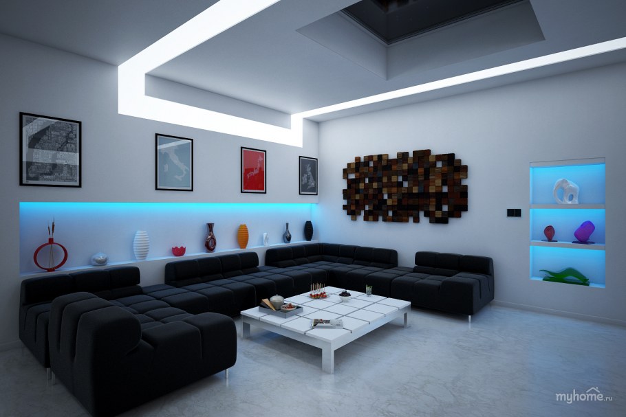 Визуализация гостиной комнаты