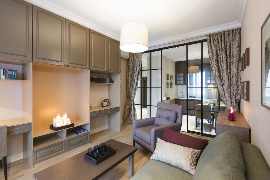 Кухня гостиная спальня