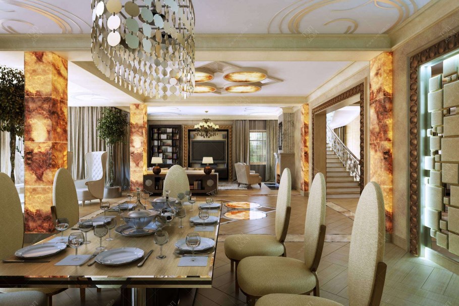 Оникс в интерьере столовой