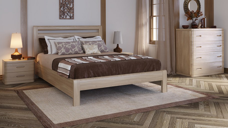 Бело коричневая спальня